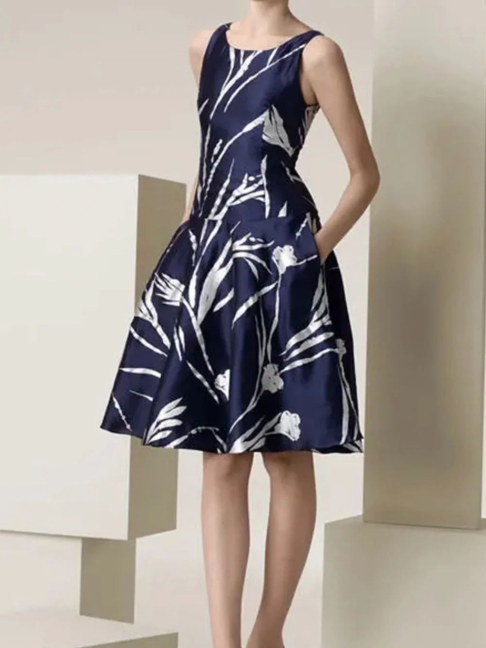 Ralph Lauren black label Jodie Sleeveless  Floral Fit-and-Flare silk  Dress